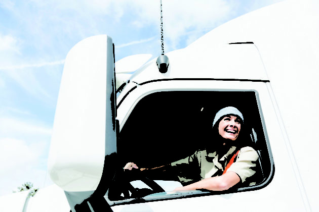 Female truck driver alternate text for this image
