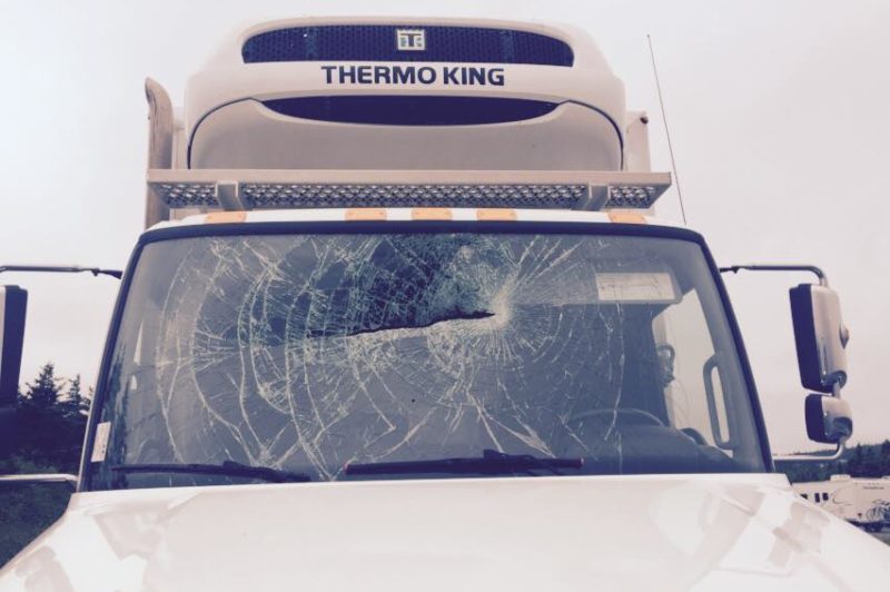 Photos! Trucker Lucky to be Unhurt After Mattress Flies Into Rig article image