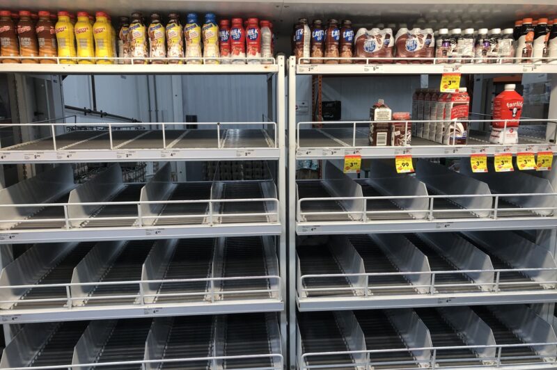 Empty shelves panic buying