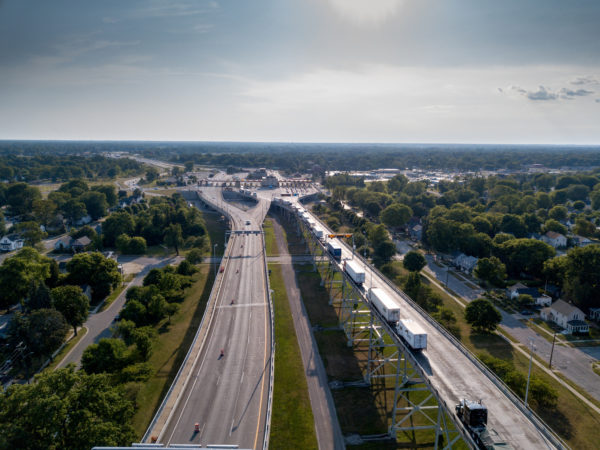 Canada-U.S. border and trucks