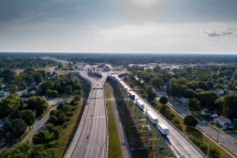 Canada-U.S. border and trucks