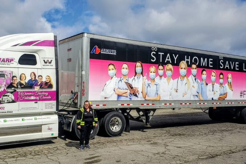 Truckload of sanitizer, Covid-19 message heads west article image