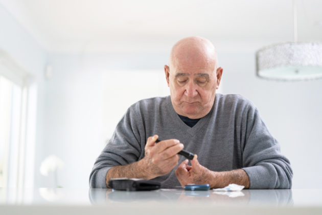 Senior man living with diabetes alternate text for this image