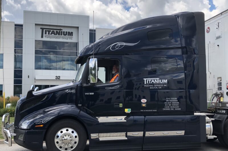 Titanium truck in front of HQ
