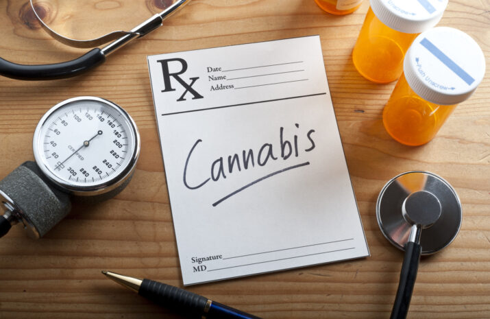 Prescription for Medical Marijuana on a desktop.