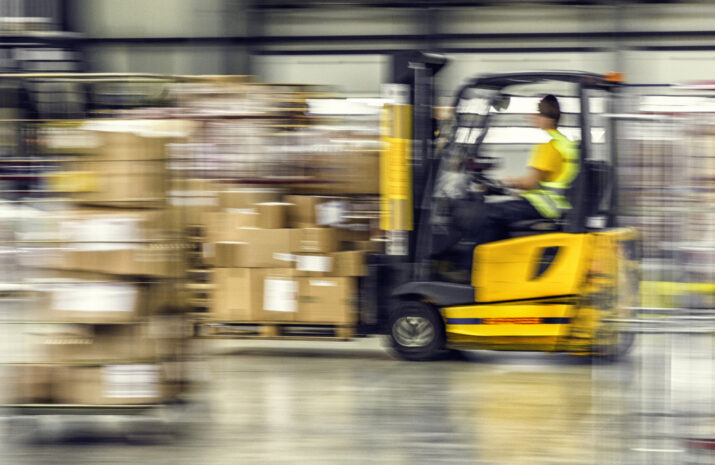 fast moving forklift