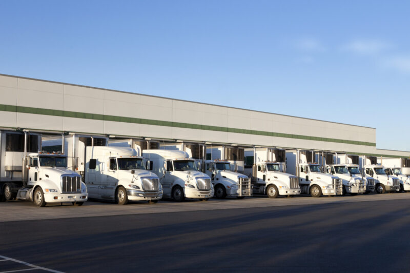 trucks parked at termina