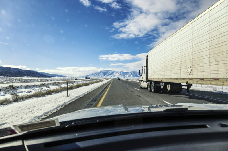 Truck driving mountain