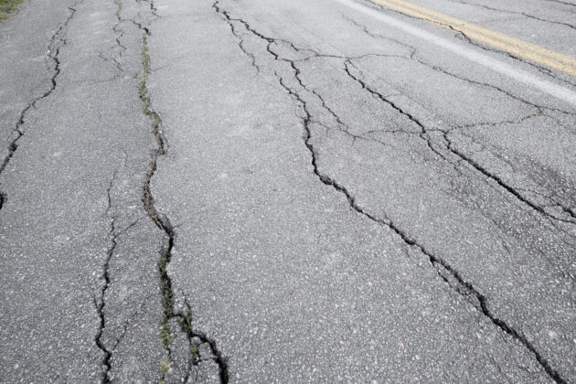 cracked road surface