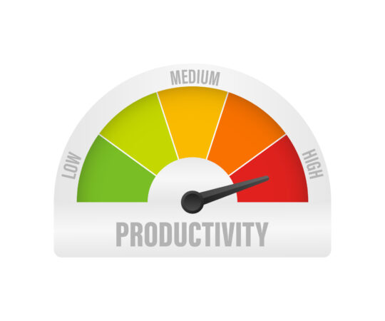 Productivity icon on speedometer