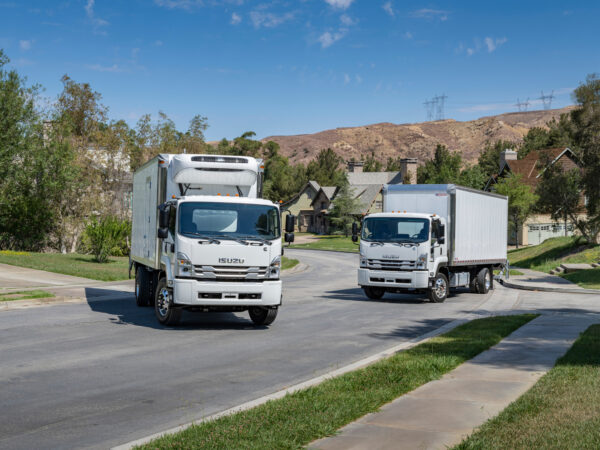 Isuzu F-Series trucks pictured on a hill