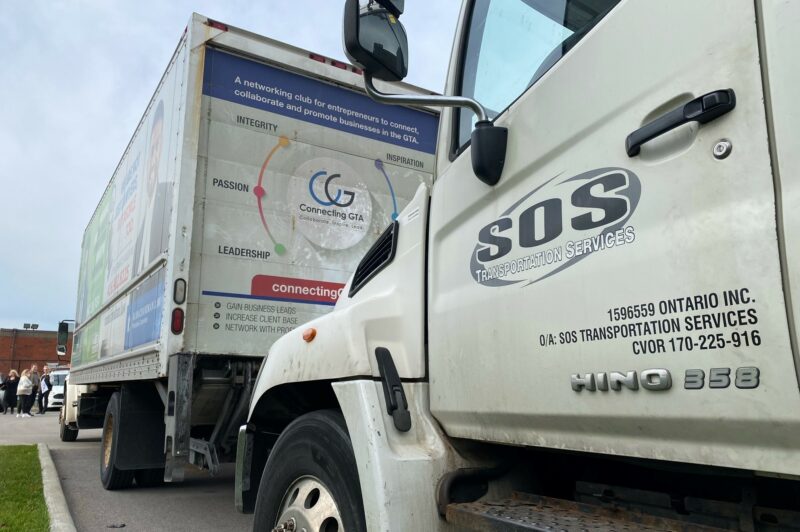 SOS trucks queued up at convoy