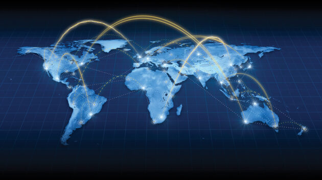 Blue earth map with connections across it alternate text for this image