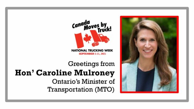 Minister Caroline Mulroney – national trucking week 2021 alternate text for this image