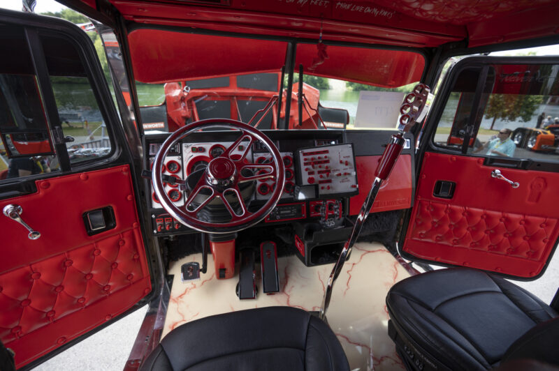 Interior of an orange truck at Shell Rotella SuperRigs