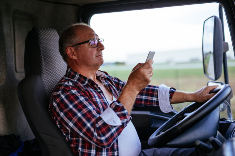 Truck driver using phone while driving