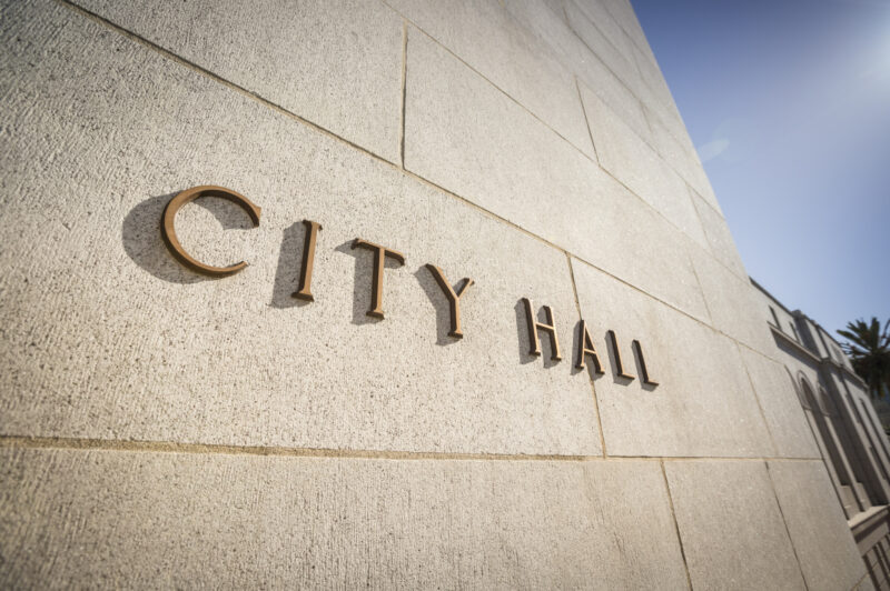 City hall sign