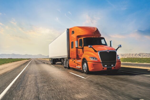 NAV-International-LT-Series-on-road-with-S13-Integrated-full-tractor-trailer-no-wrap alternate text for this image
