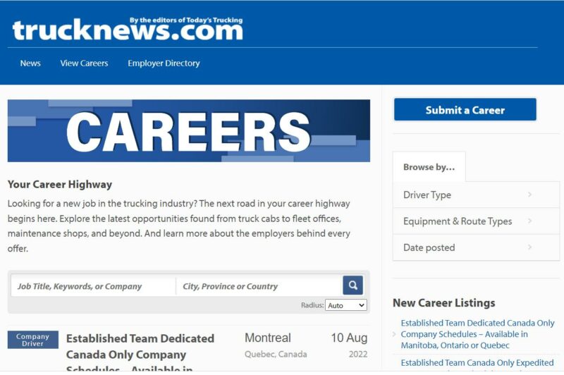 trucking careers job board
