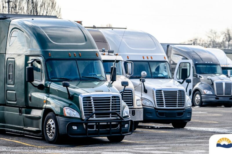 Picture of trucks parked in a yard