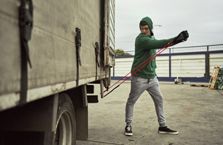 Truck driver exercising