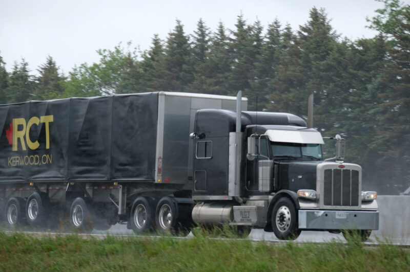 truck driving down road