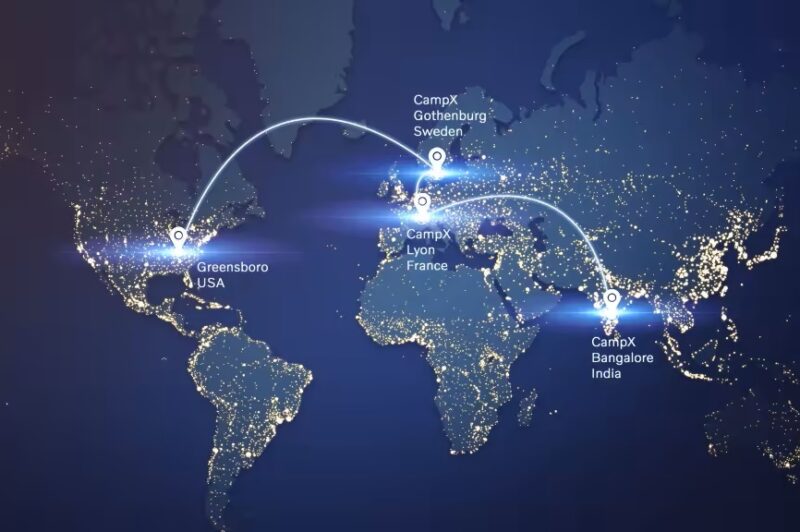 Picture of world map with CampX locations