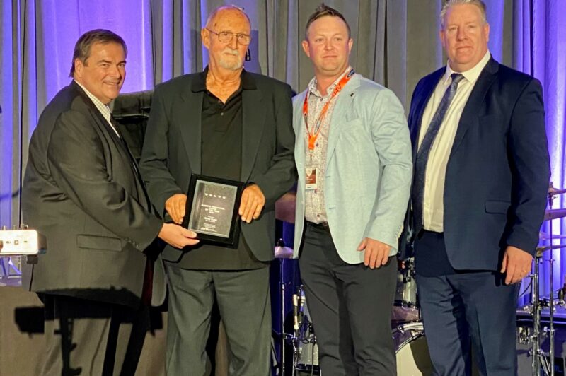 People standing on a stage.