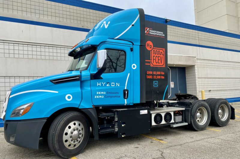 Picture of a Hyzon hydrogen fuel cell electric truck