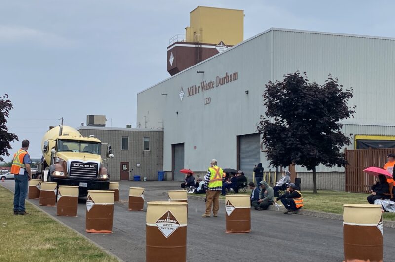 Truck driving through a rodeo competition course