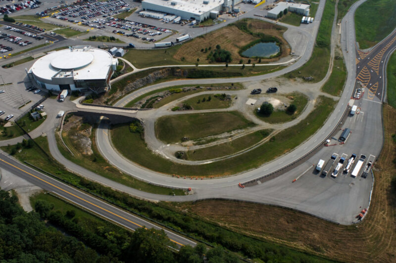 Picture of a truck testing track