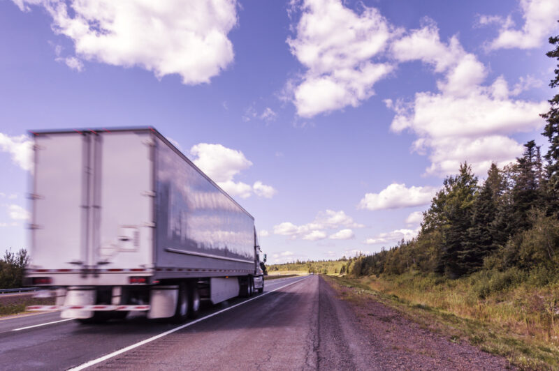 Truck on a highway in New Brunswick