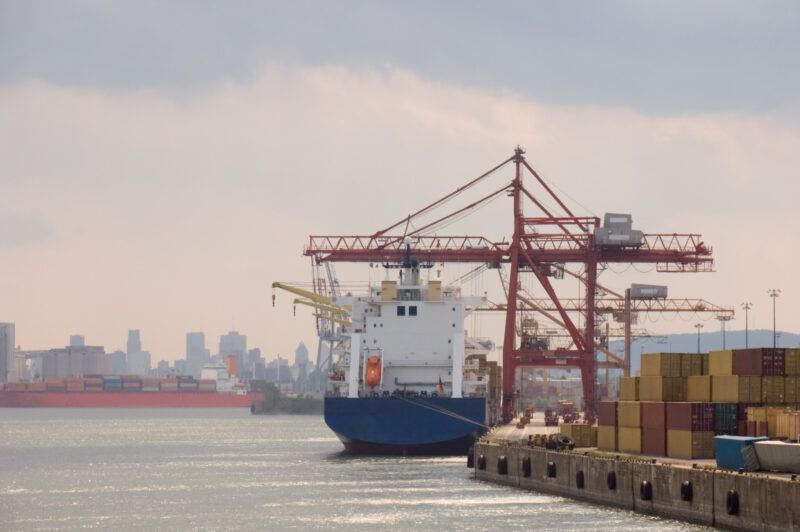 Cargo Ship Docked at Montreal port