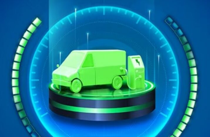 Picture of a green van and electric charger