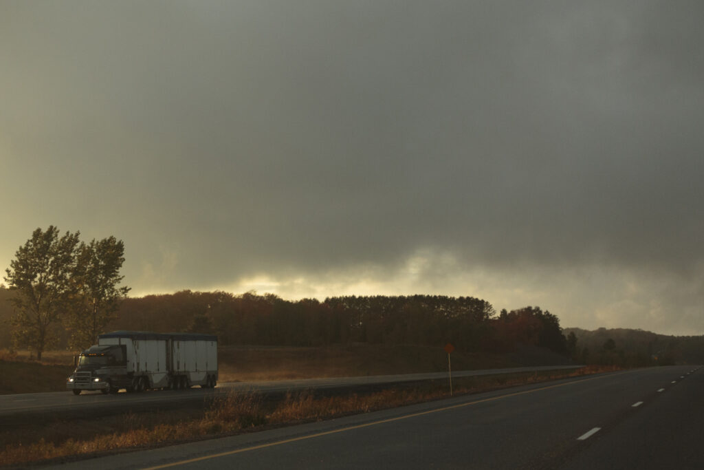 Transport Truck on Highway 11, Ontario, Canada