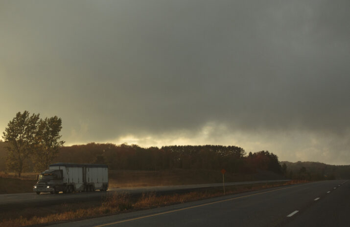 Transport Truck on Highway 11, Ontario, Canada