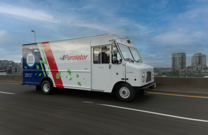 Purolator's Motiv electric truck picture on the road