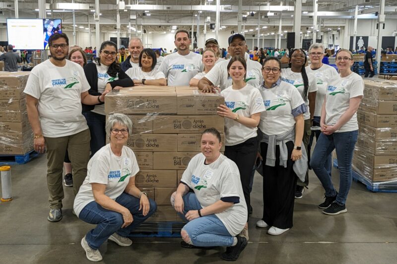T4C volunteers helped pack food at during Food Banks Canada's annual After the Bell event