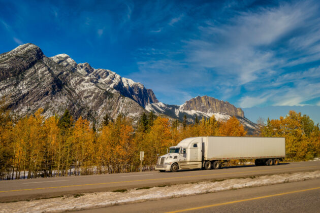 Trans Canada highway, Alberta travel destination in autumn alternate text for this image
