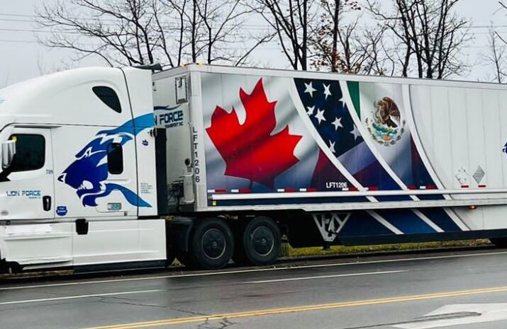 Lion Force Tractor Trailer on the road