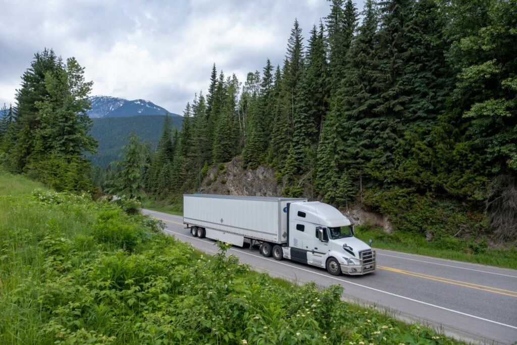 Truck on B.C. mountain highway