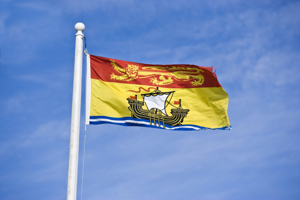 Picture of New Brunswick flag on a flagpole