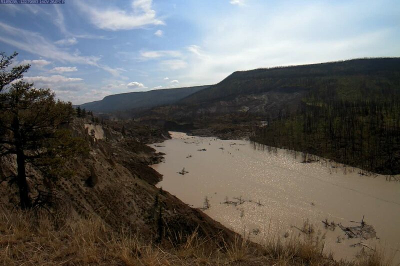 Upstream of the landslide