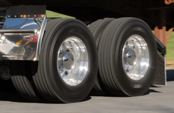 truck tires in motion