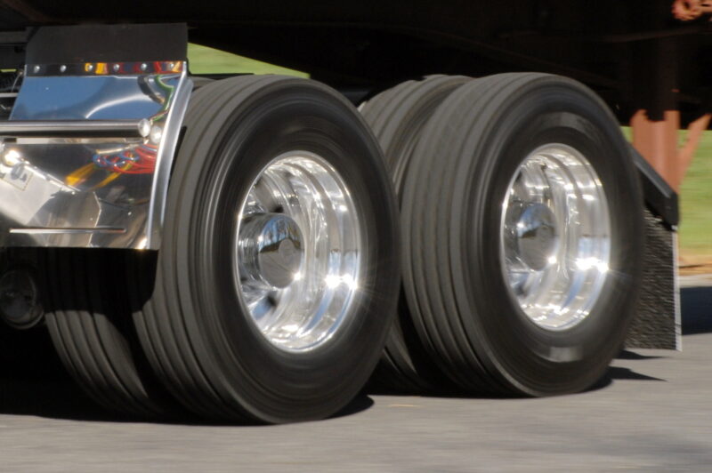 truck tires in motion