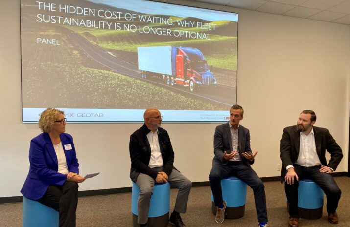 Four people discussing during an event