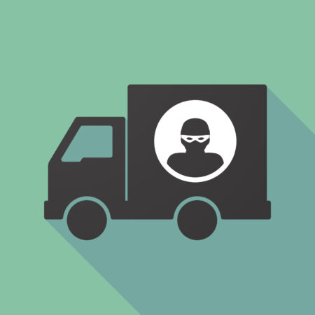 Illustration of a long shadow truck with a thief