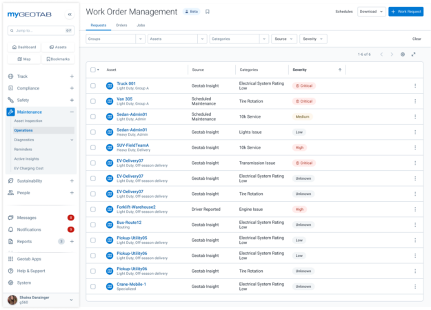 Work Order Management window mock-up