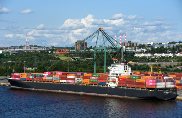 A ship docked in Nova Scotia
