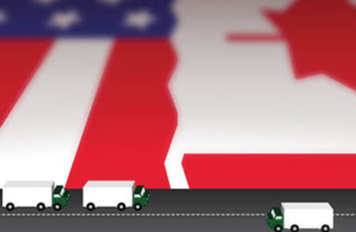 image showing Us and Canadian trucking trade